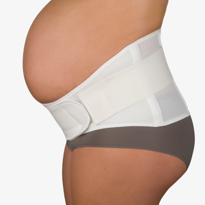 Weisser Stützgurt von Elanee für die Schwangerschaft, Seitenansicht