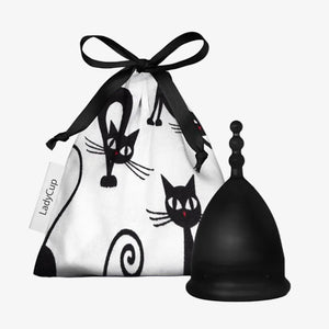 Ladycup mit dem Motiv Cat in schwarz