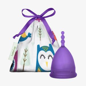 Ladycup von der Firma Ladyplanet in violett Design Owl